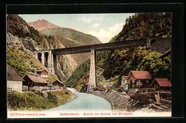 Amsteg, Gotthardbahn und Brücke mit Win