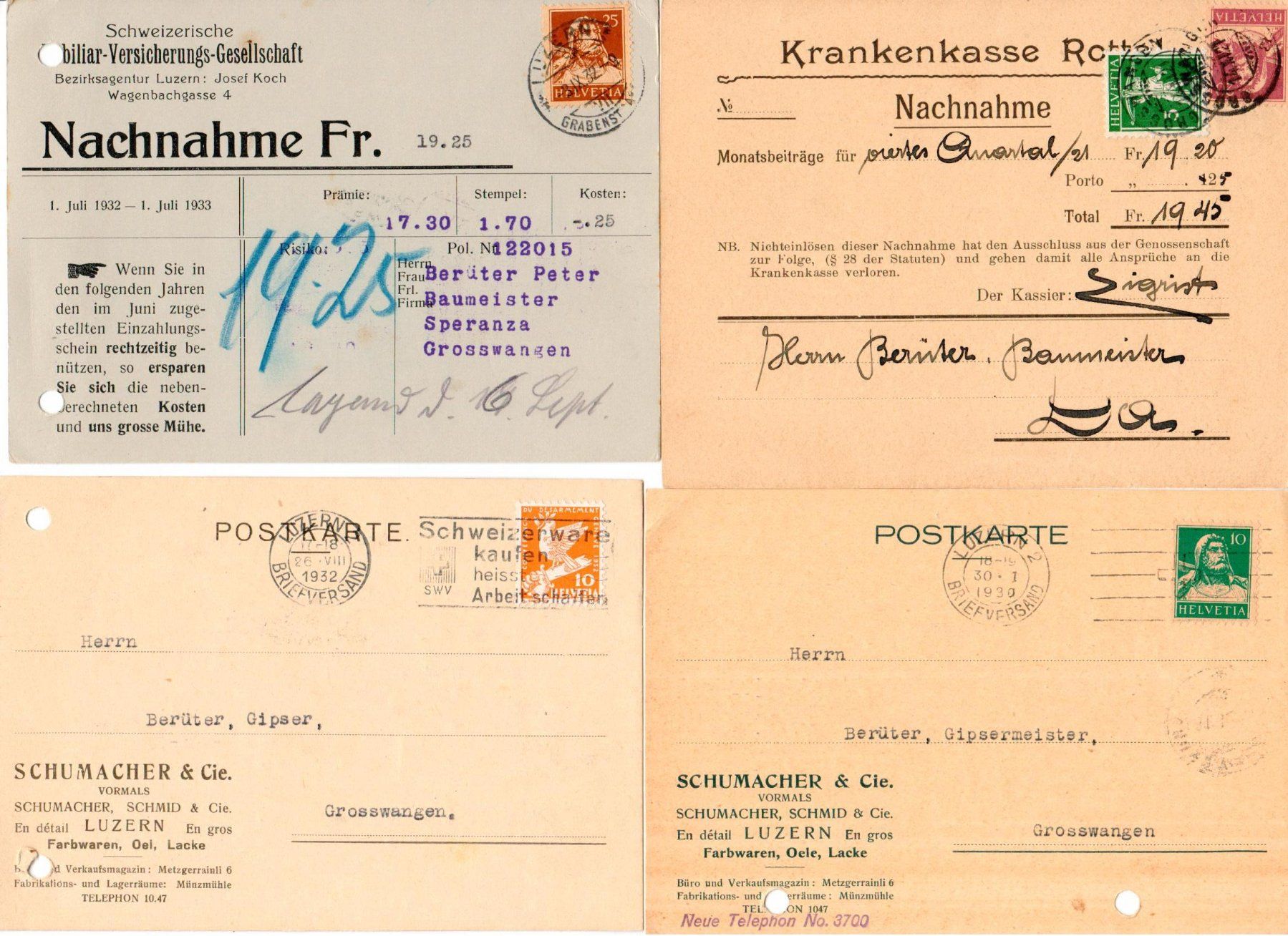 Tutti i francobolli: 4 Postkarten – Usato da Wolhusen venduto da Curver9