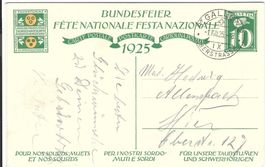 Bundesfeierkarte 1925 1.VIII. gest.