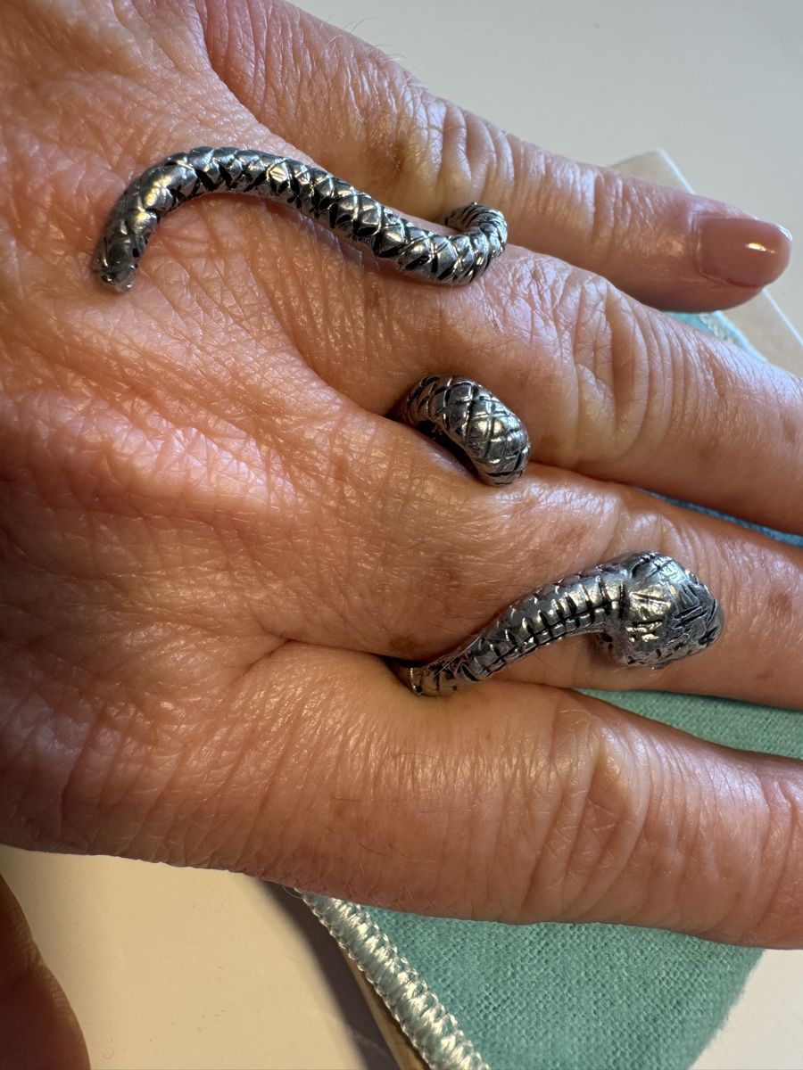 Anelli: Schlangenring, 2 Finger, Vintage Statement Ring Schlange  – Usato da Zumikon venduto da calibru 4