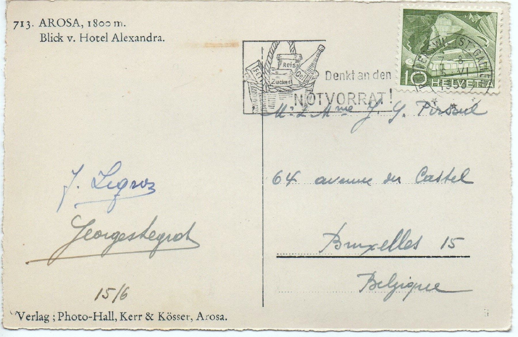 Cartoline postali: AROSA Blick v. Hotel Alexandra – Usato da Jona venduto da philajona 1