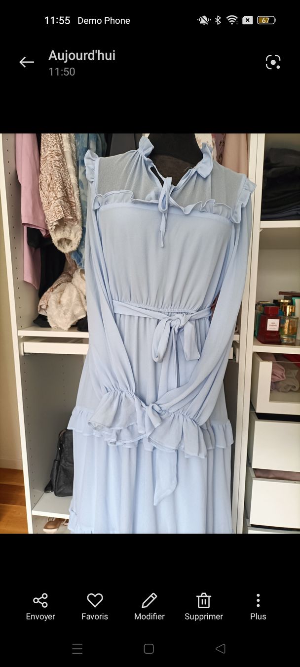 Vestiti: Robe longue bleu ciel, voile transparente, taille – Nuovo e nell'imballaggio originale da La Chaux-de-Fonds venduto da Luxary.25cachmirepro 6
