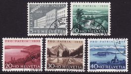 Pro Patria Satz SBK-Nr. 71-75 ETH, Seen und Wasserläufe 1955