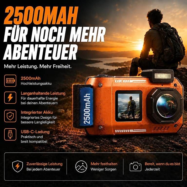 Lampade & Macchine fotografiche: Maxmango D50 8K 70MP Unterwasserkamera – Nuovo (secondo la descrizione) da Kreuzlingen venduto da Best-Deal-Oase 5