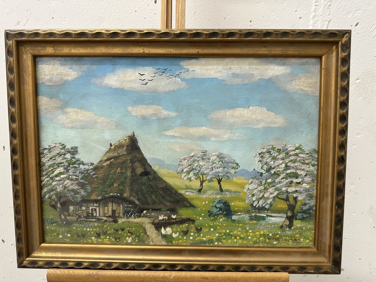 Gemälde: Gemälde "Bauernhof mit Hühner" Walter Schauenberg – Gebraucht aus Ebikon von Gaenggeliwaar 1