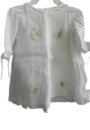 Gr. 74 80 bezauberndes Kleid weiss Schmetterlinge 2 Teile