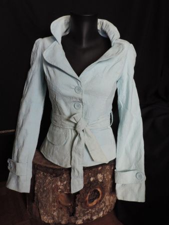 blaser bleu/vert pastel à motifs fleuris en relief