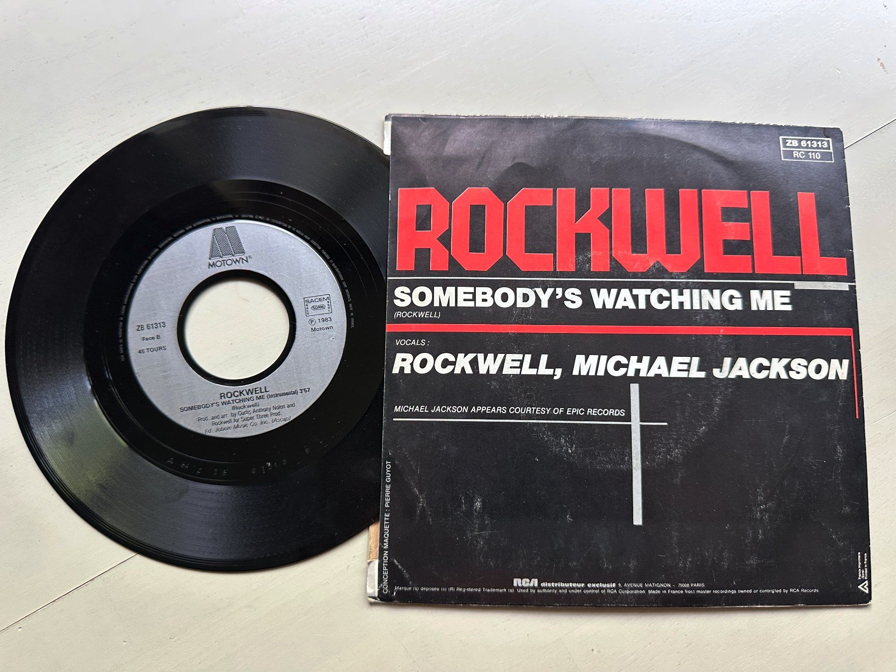 Dischi in vinile: MICHAEL JACKSON tolle Single Somebody's watching Rockwell 2. – Usato da Basel venduto da Partridge 1