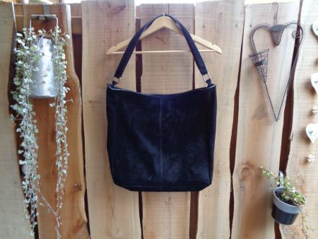 Schwarze echt Wildleder Suede Bea Bag - 400295