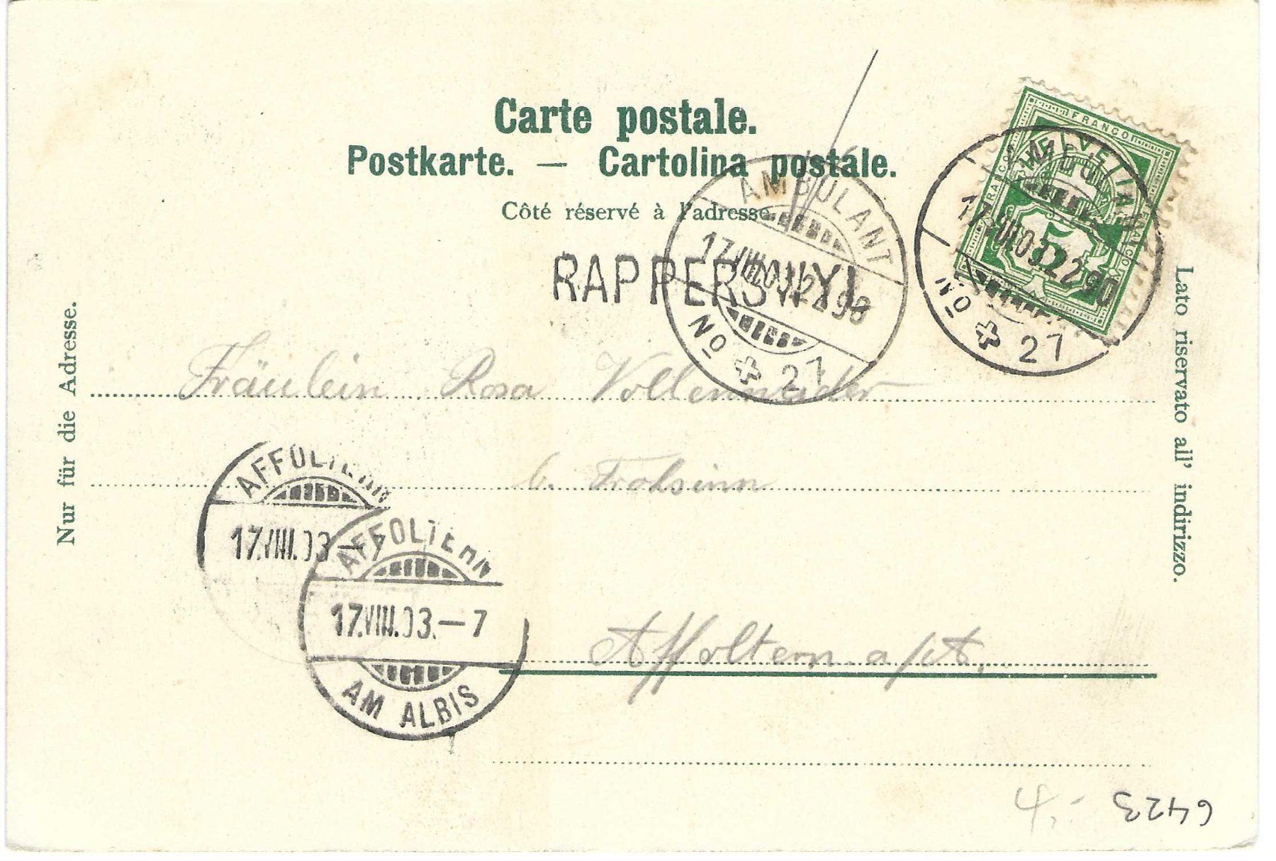 Cartes postales: Rapperswil – D'occasion à Wildhaus par Brunphil 1