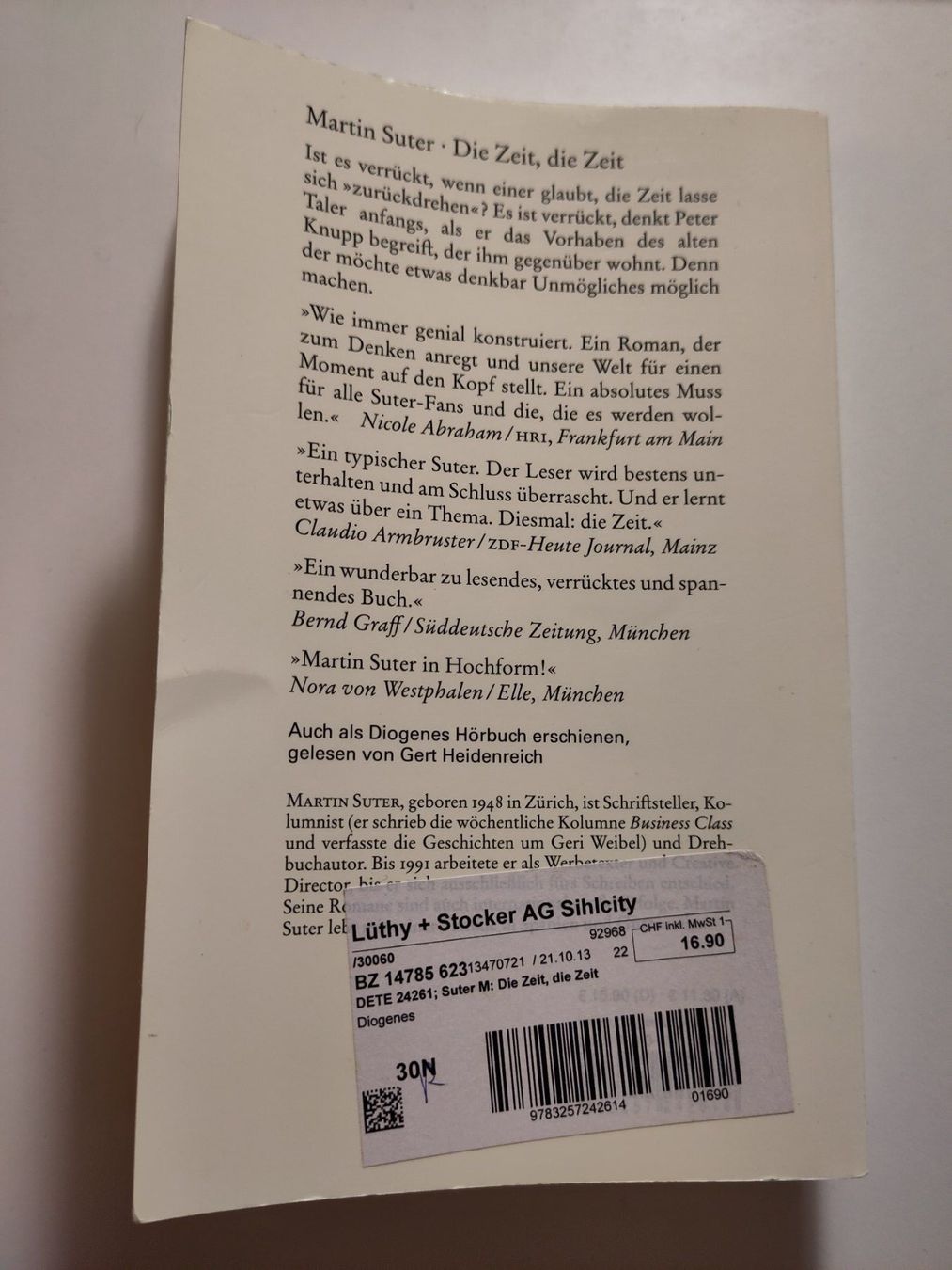 Bücher: Die Zeit, die Zeit - Martin Suter – Gebraucht aus Bülach von Tiefschlaflos 1