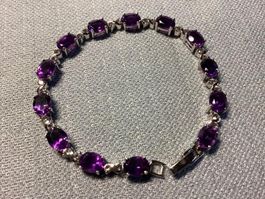 Amethyst + Saphir 💎✨vergoldetes  Silber 925 Armband B41