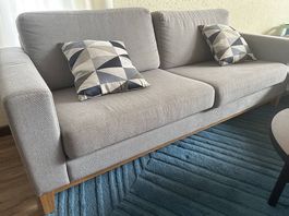 Sofa Stoff grau, Kissenbezüge abnehmbar