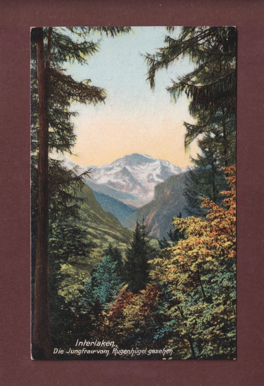 Cartoline postali: Interlaken - JUNGFRAU vom Rugenhügel – Usato da Pully venduto da nicecards-shop