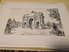 Antiker Stich "Arc de carousel" Aimé Dallemagne