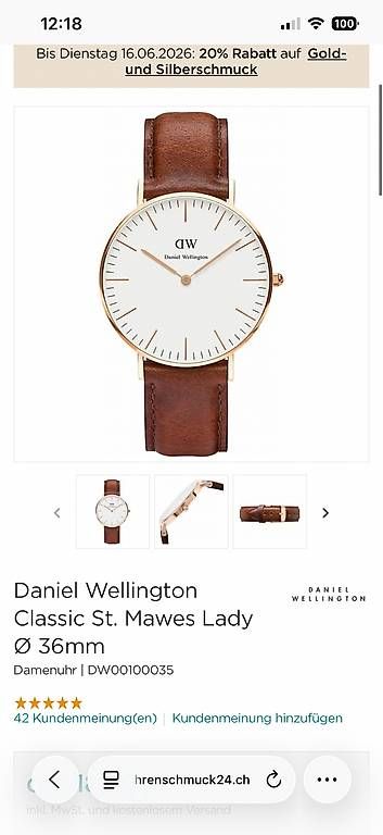 Daniel Wellington Montres: Damen Uhr – D'occasion à Rüfenacht BE par Sunneblueme999