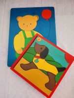 🎈2 Niedliche Vintage Holzpuzzle "Eichhorn/Pastorini" 70er 