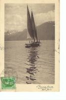 Segelboot auf Genfersee, barque du Léman 1908, frankiert