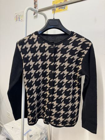 Damen Cardigan Schwarz Gold Muster