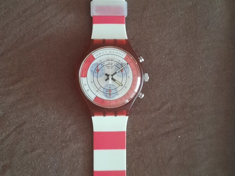 Swatch Orologi: Swatch Chrono Navy Berry – Nuovo e nell'imballaggio originale da Zürich venduto da Accuchek 5