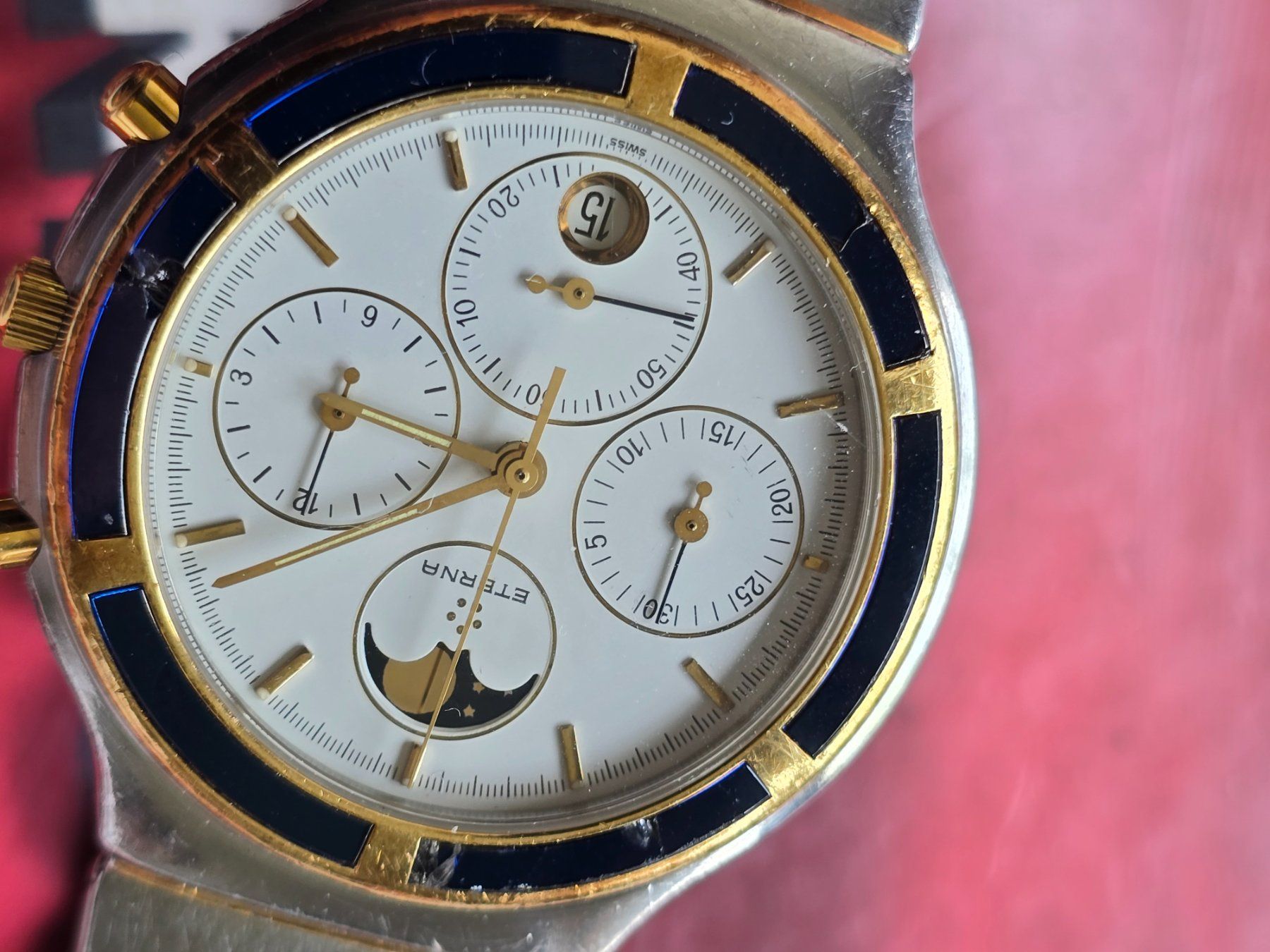 Eterna Uhren: 499 Eterna Airforce Gold / SS Chrono Mondphasen Date – Gebraucht aus Muri AG von Corredor 4