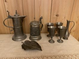 Zinn, HF Krug Becher Schale handgegossen