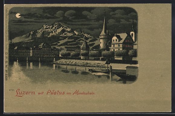 Cartoline postali: Litho Luzern, Teilansicht mit Pilatus – Usato da Berlin venduto da bartko-reher