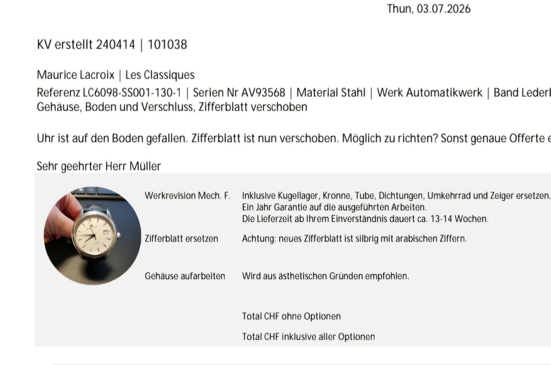 Maurice Lacroix Uhren: Maurice Lacroix Les Classiques – Defekt aus Thun von Andreasmueller 2