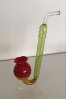 Cognac-Pfeife Glas bunte mit Ständer, Rarität guter Zustand