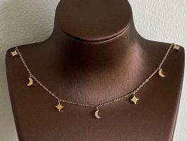 Tamaris Halskette Gold mit Sternen & Mond