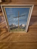 Gemälde Bergkreuz im Rahmen, signiert und datiert