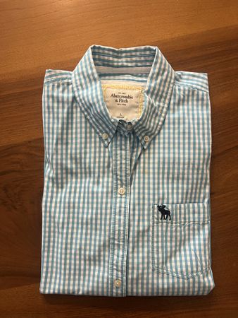 Abercrombie & Fitch Bluse Gr. L türkis/weiss karriert