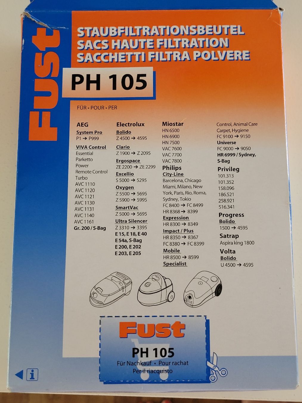 Fust Altro per la casa: Staubbeutel Fust, PH 105, 4 Stk – Nuovo (secondo la descrizione) da Cham venduto da ClaudineBB 1