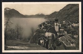 AK Gersau, Ortsansicht mit Pilatus, 1928