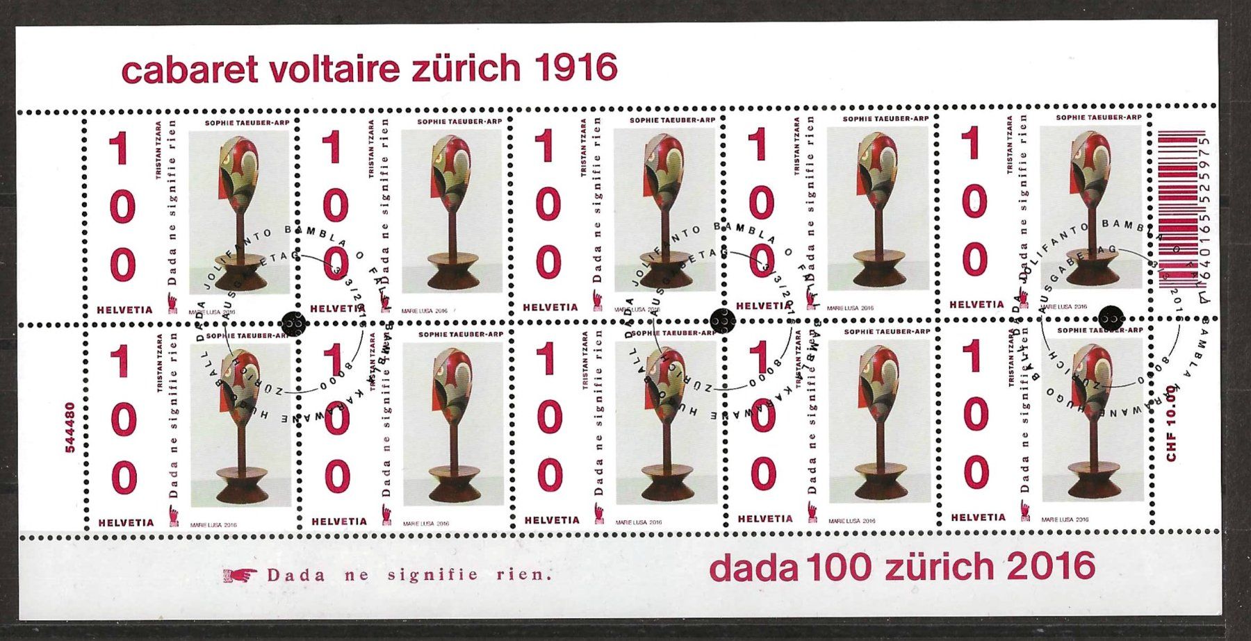 Tutti i francobolli: Kleinbogen Werbe 2016 Ersttag – Usato da Zürich venduto da Philacat11