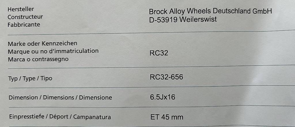Pneumatici & Ruote complete: 4 Kompletträder RC 32-656 16 Zoll – Usato da Heerbrugg venduto da 3333Max 3