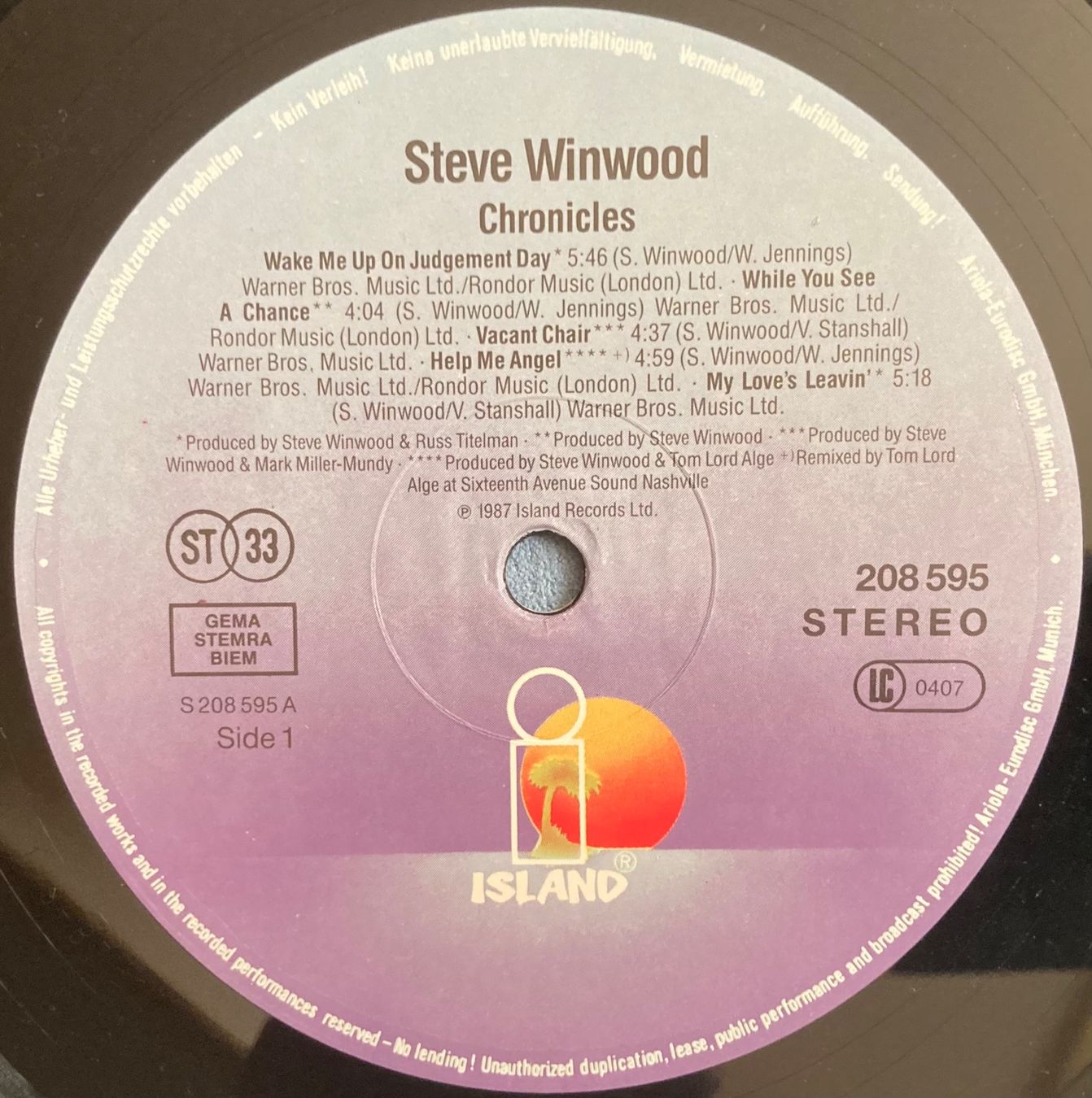 Dischi in vinile: BLIND FAITH - STEVE WINWOOD - CHRONICLES – Usato da Poliez-Pittet venduto da Newtown-Records 3
