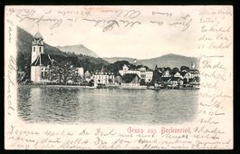 Relief-AK Beckenried, Panorama mit Kirch
