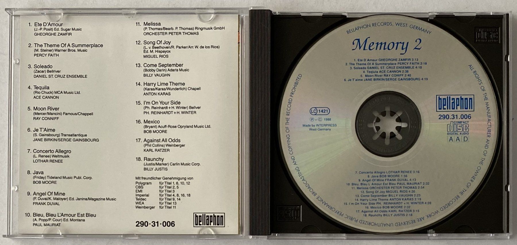 CD: Memory 2 (Die schönsten Instrumentalhits) – Usato da Flums venduto da Asquillo 2