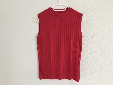 Stefanel Top, Rot, Gr. M, Ärmellos Strick