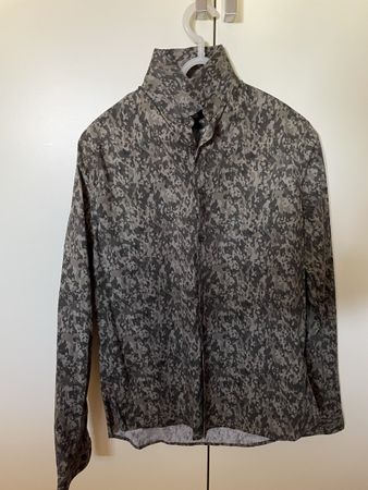 Chemise IKKS MEN slim fit kaki motif camouflage taille M