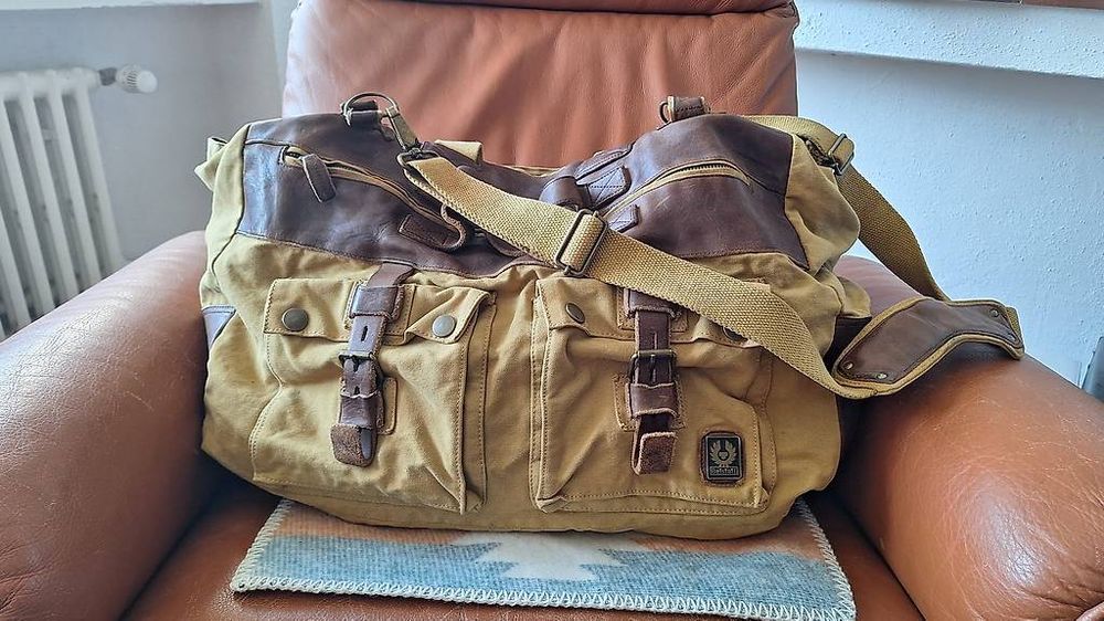 Sac De Voyage Belstaff 561 - Toile Et Cuir - Format XXL Weekender/Duffle - Occasion Très Bon État