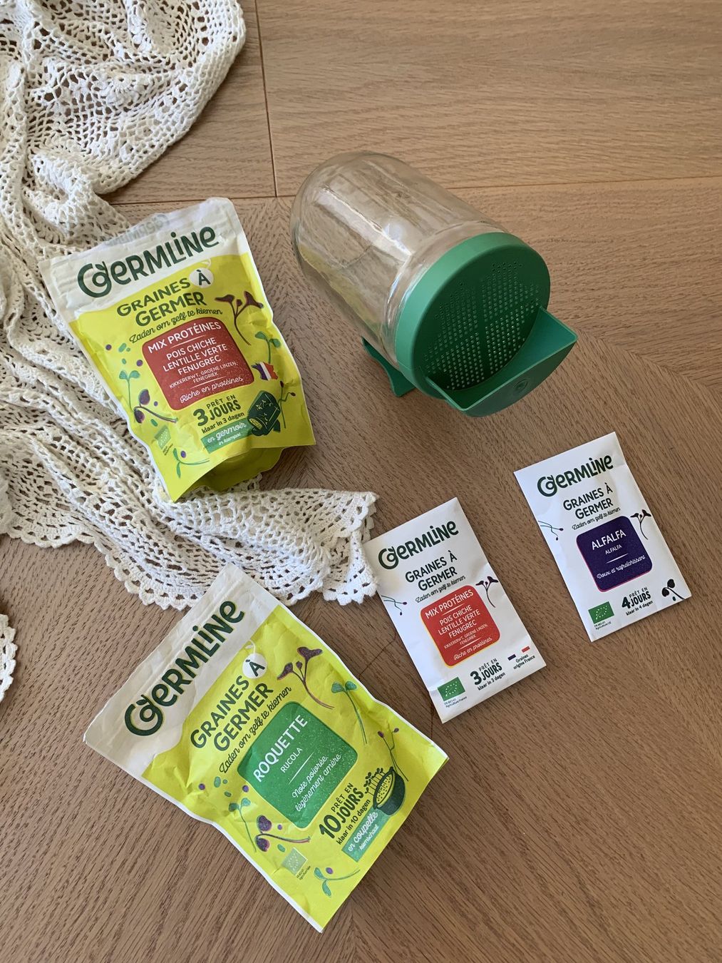 Cibi & Specialità: GERMLINE Kit de démarrage Germoir Bocal & graines bio – Usato da Moutier venduto da chDuplessy