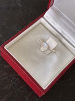 Ring Silber mit Regenbogen-Mondstein, wie neu