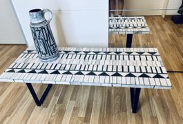 Vintage brutalist marble mosaic couch table