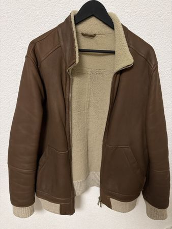 Eleventy Lederjacke mit Lammfell braun Grösse L Zustand gut