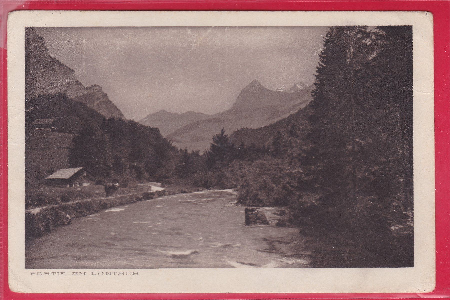 Ansichtskarten: PARTIE AM LÖNTSCH, 10.8.1917 – Gebraucht aus Oberrieden von Gebirgsstelze
