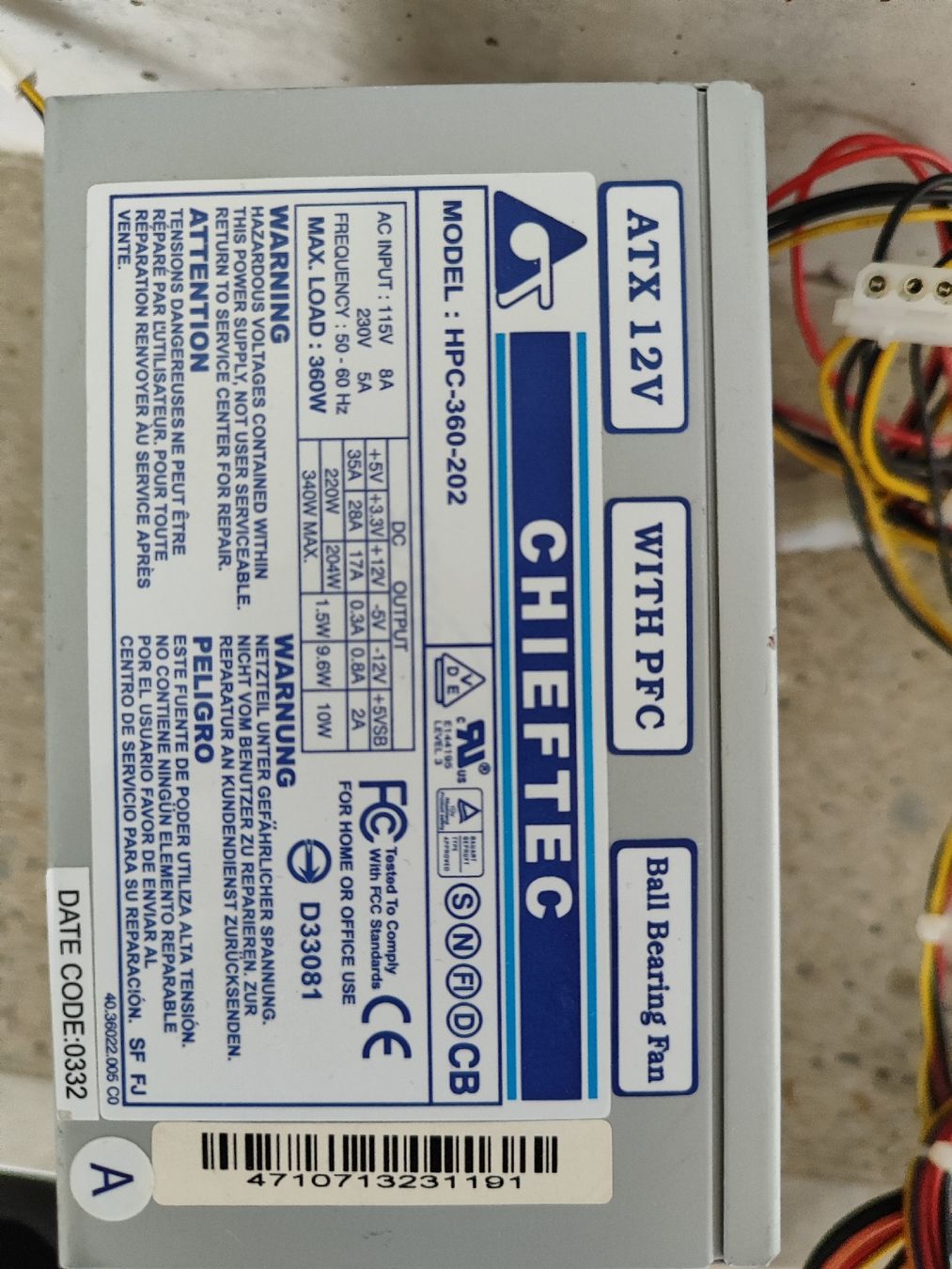 Chieftec Elektronikbauteil: Chieftec HPC-360-202 ATX 12V PC Power Supply, Tested – Defekt aus Mülligen von vagos85 1