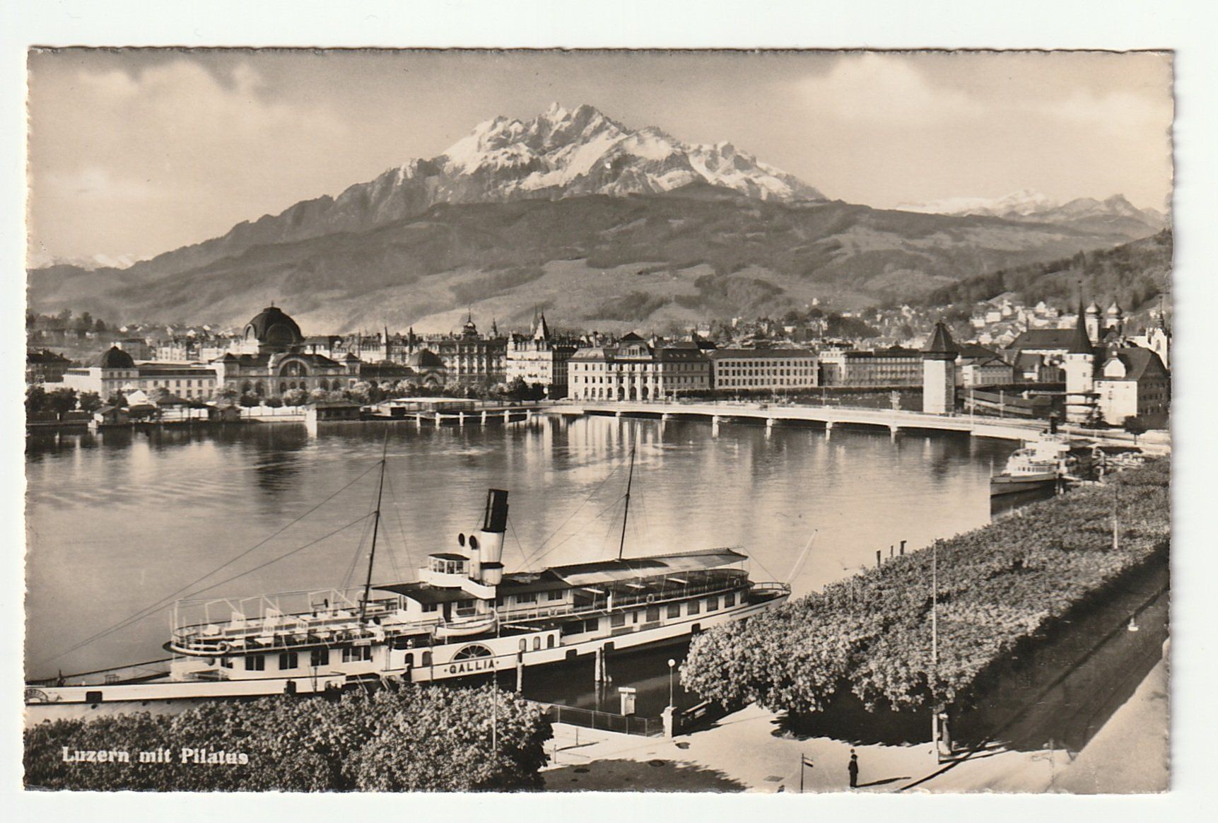 Ansichtskarten: Postkarte Luzern mit Pilatus, Raddampfer Gallia, Stadt – Neu (gemäss Beschreibung) aus St. Gallen von Ricardo_Deals
