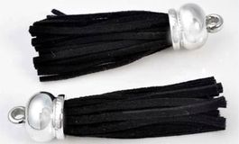 Quaste Metal look schwarz ± 60x16mm (2)